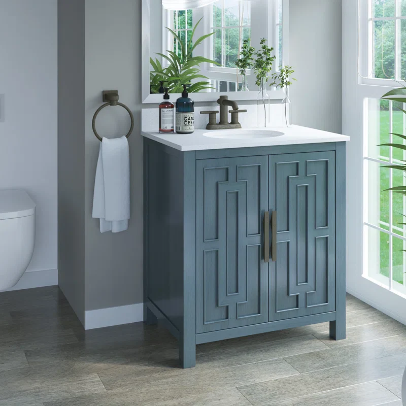 Casandra 29.88'' Single Bathroom Vanity with Marble Top SHOWROOM ITEM