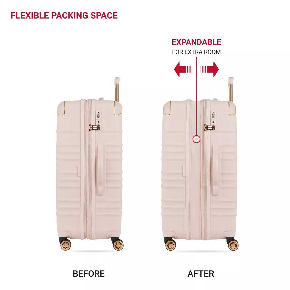 Cascade II Hardside Large Checked Spinner Suitcase - Rose, - Image 3