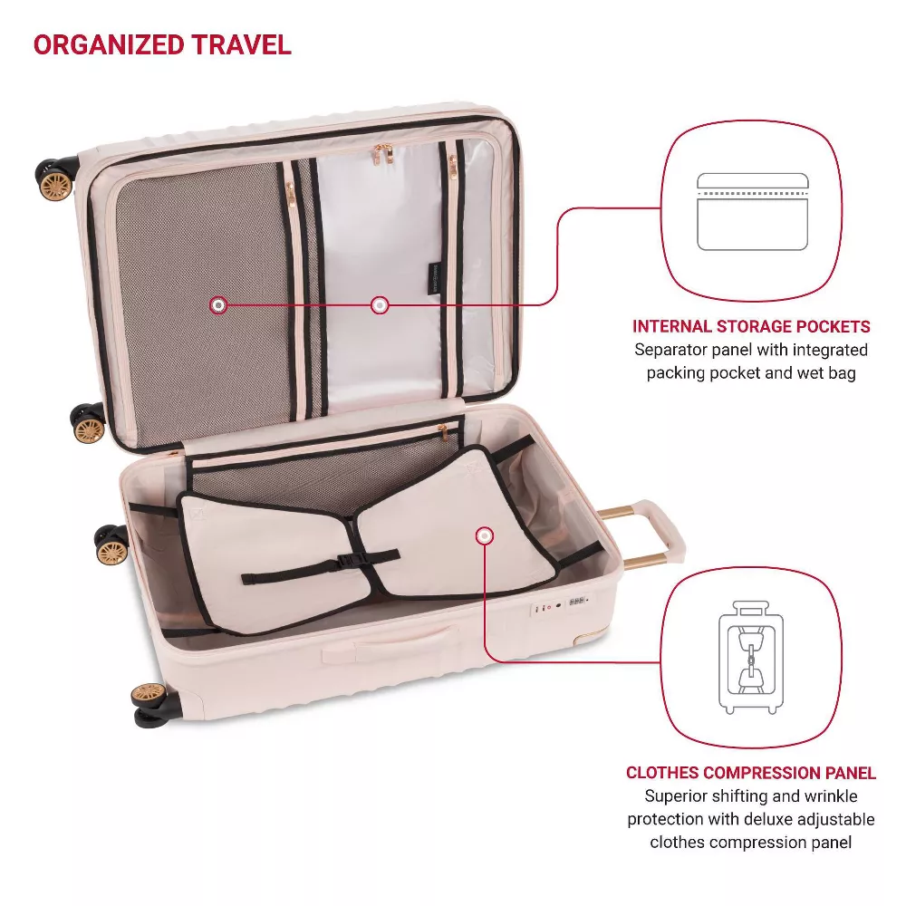 Cascade II Hardside Large Checked Spinner Suitcase - Rose, - Image 4