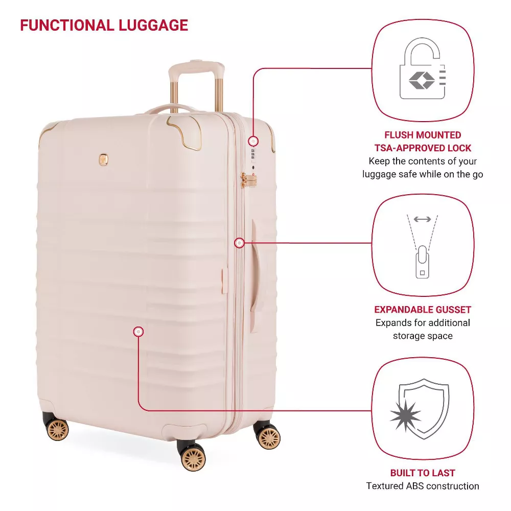 Cascade II Hardside Large Checked Spinner Suitcase - Rose, - Image 5