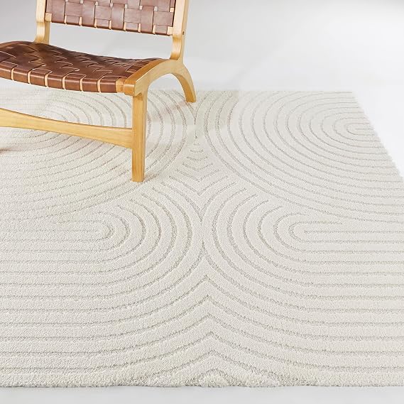 Caserio Modern Geometric Area Rug, Cream, 5'3"x6'11" - Image 5