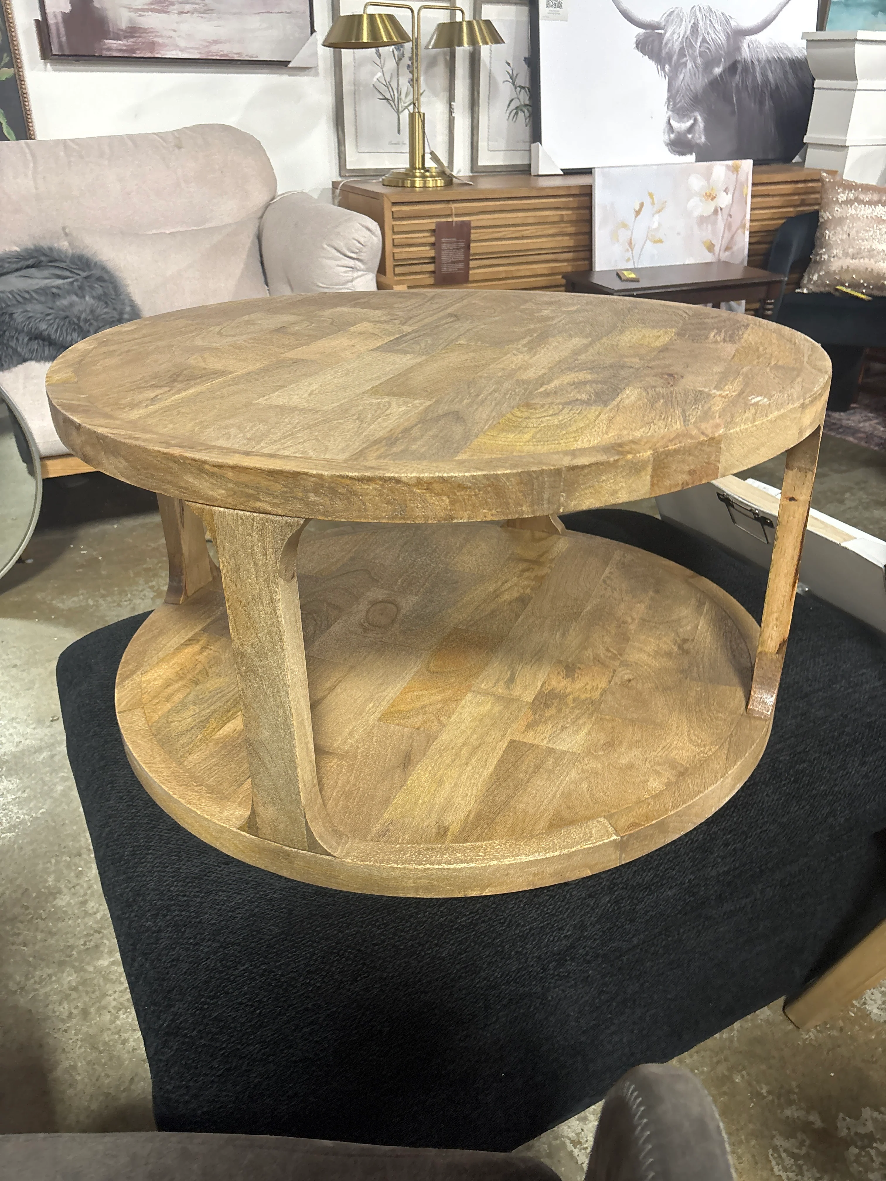 Castalia Round Natural Wood Coffee Table SHOWROOM ITEM - Image 3