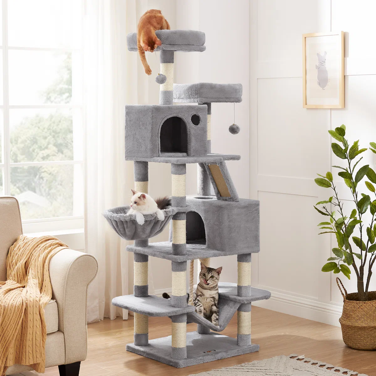 Cat Tree with 13 Scratching Posts, Multi-Level Plush Cat Condo - Image 3