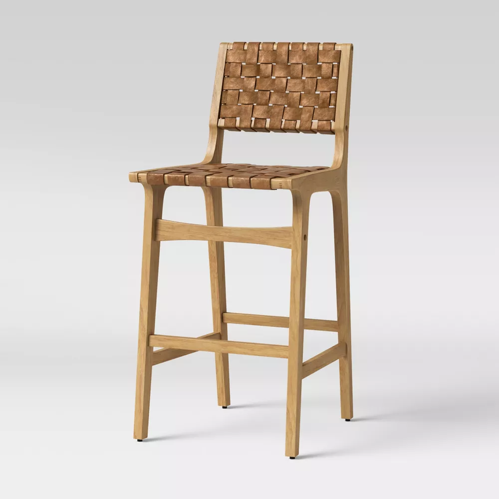 Ceylon Woven and Wood Barstool,