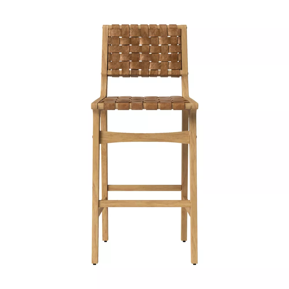 Ceylon Woven and Wood Barstool, - Image 2