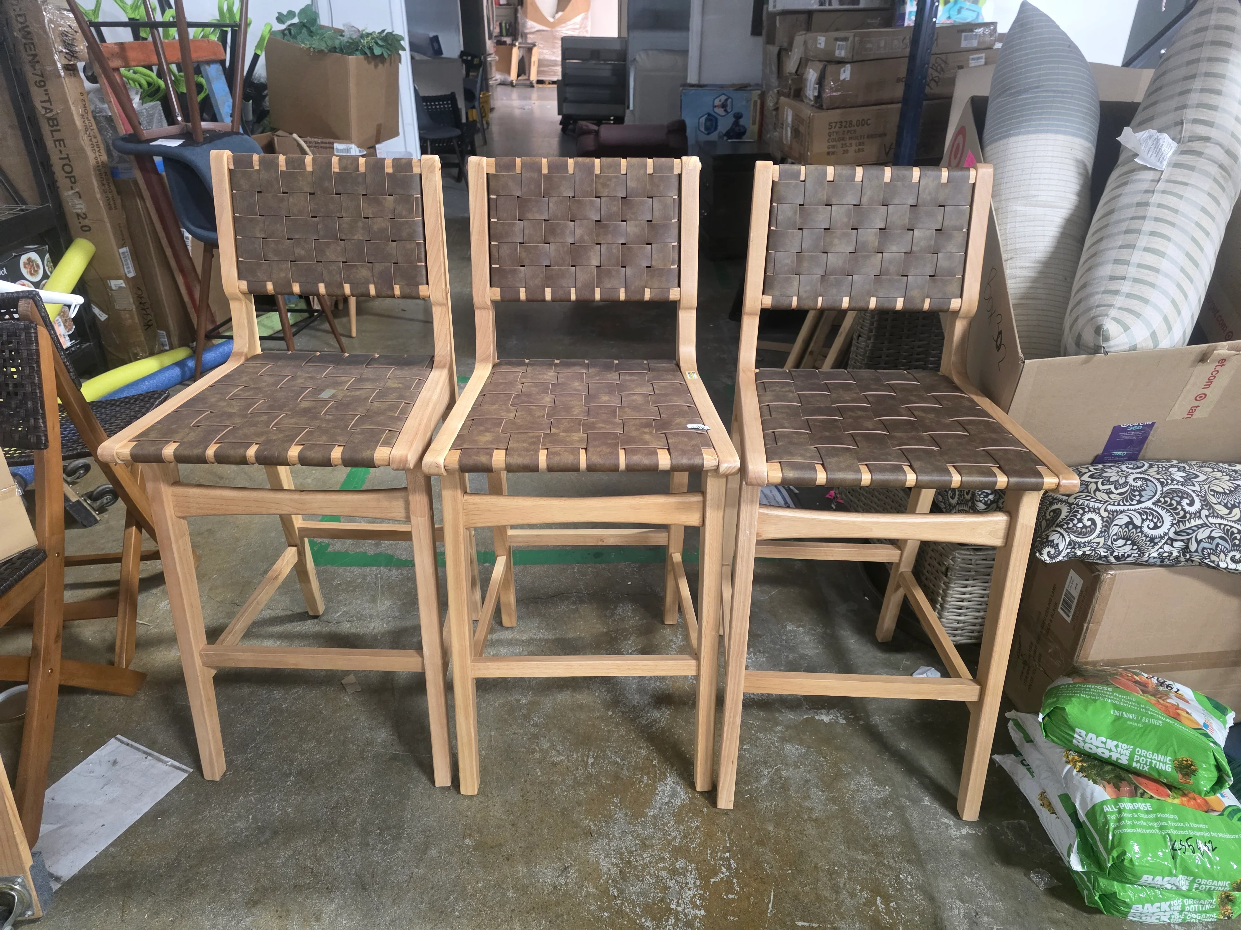 Ceylon Woven and Wood Barstools (Set of 3) - Threshold™ - SHOWROOM ITEM - Image 2