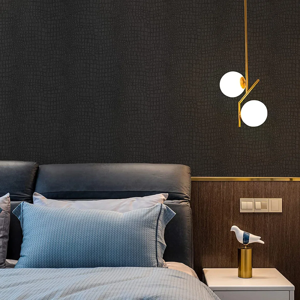 Charcoal Black Textured Wallpaper Non-Pasted Embossed Paper Decor 3D - Image 4