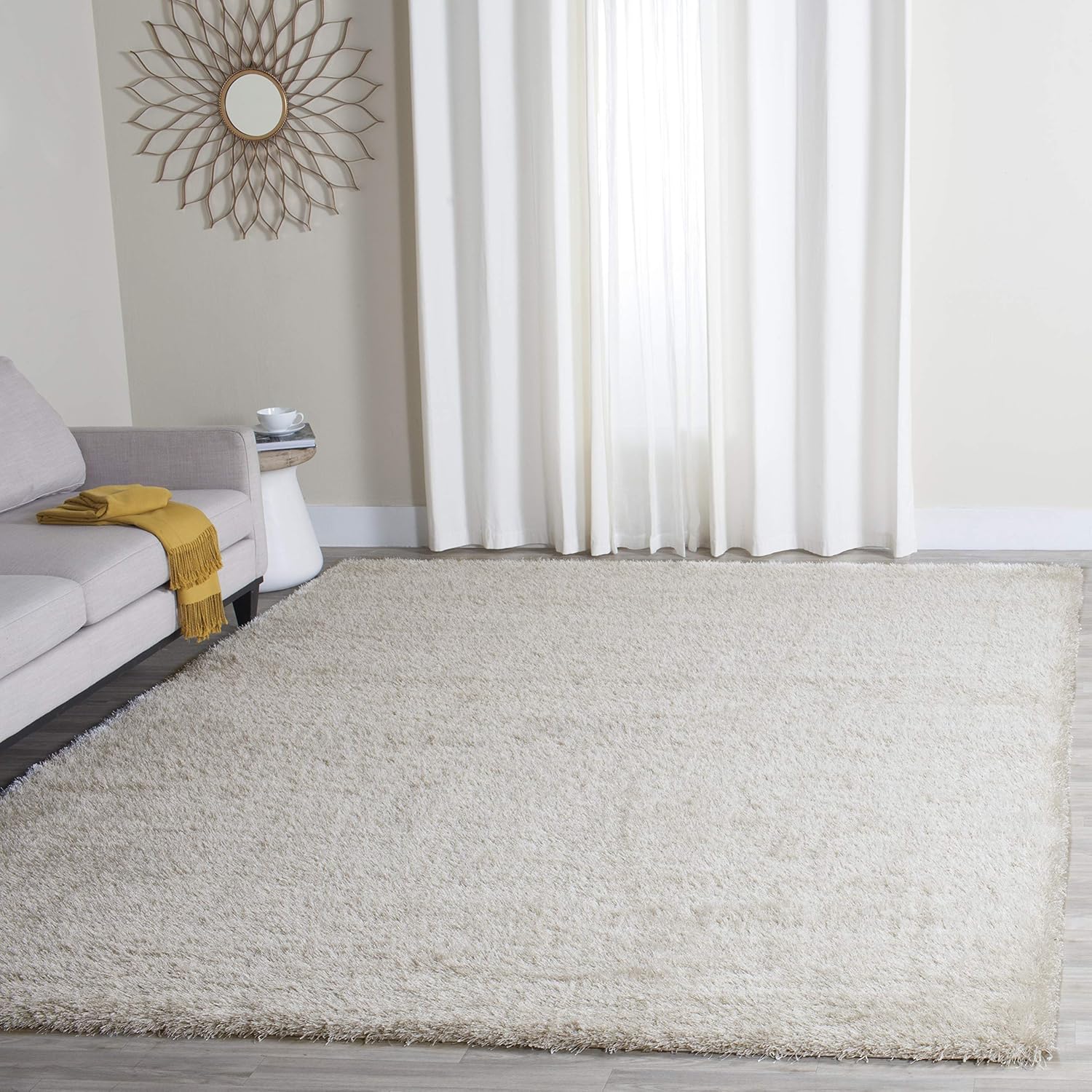 Charlotte Shag Collection Ivory Area Rug 5'1" x 7'6"