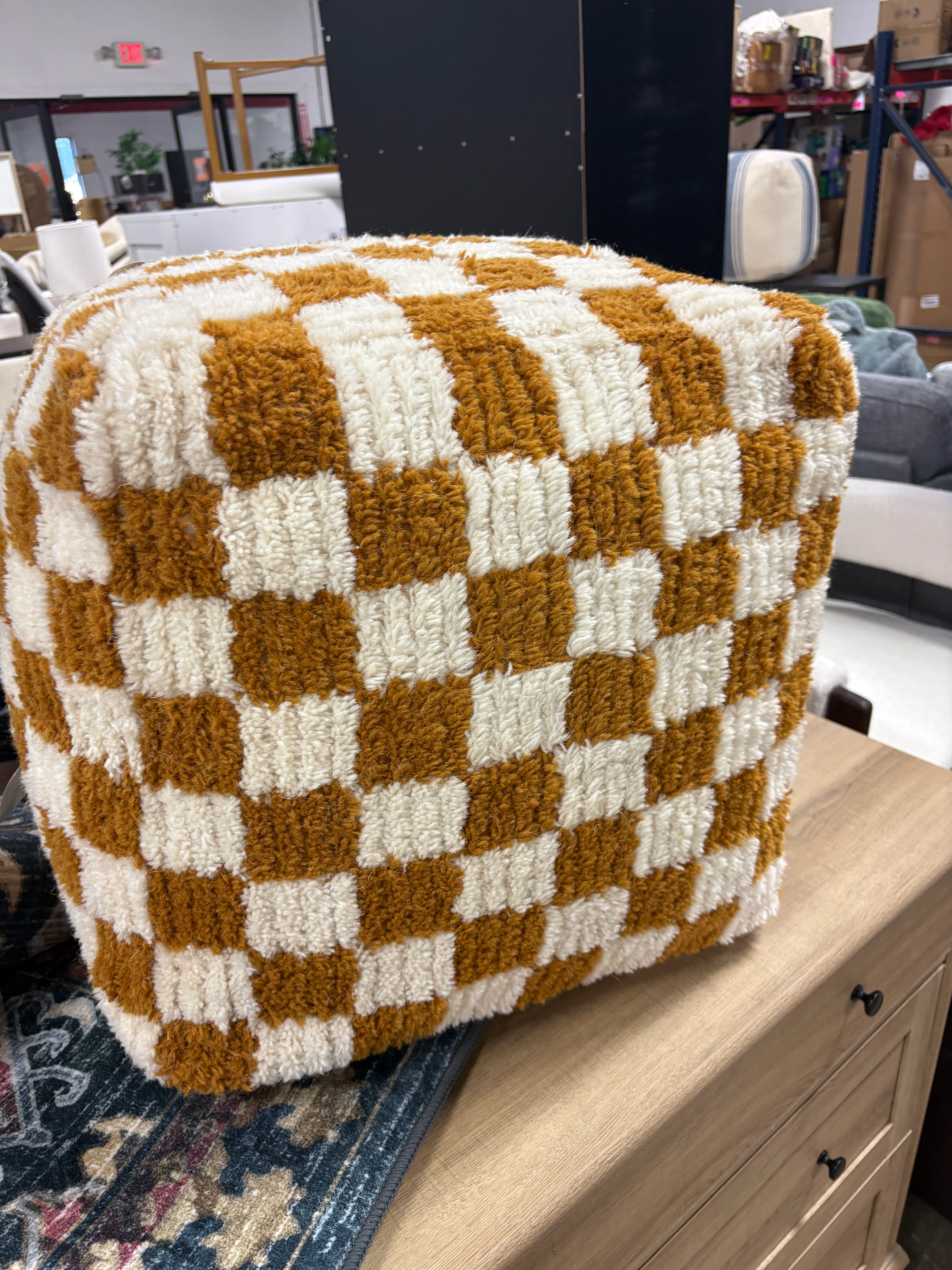 Checkerboard Pouf SHOWROOM ITEM - Image 2