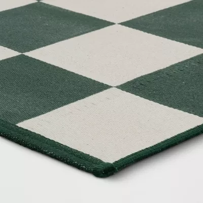 Checkered Area Rug Ivory/Green - 4'x5'6" - Image 3
