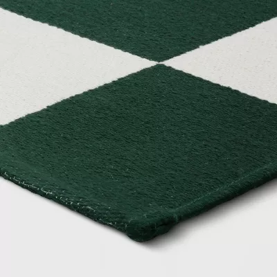 Checkered Area Rug Ivory/Green - 4'x5'6" - Image 4