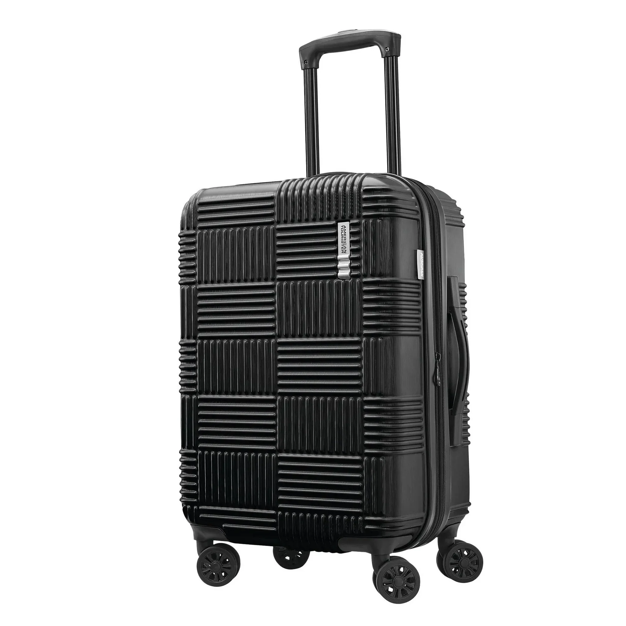 Checkered Hardside Carry-On Spinner Suitcase - Black - Image 2