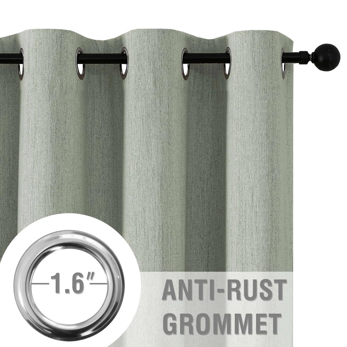 Chenille Linen Blackout Curtain 2 Panels Thermal Insulated - Image 5
