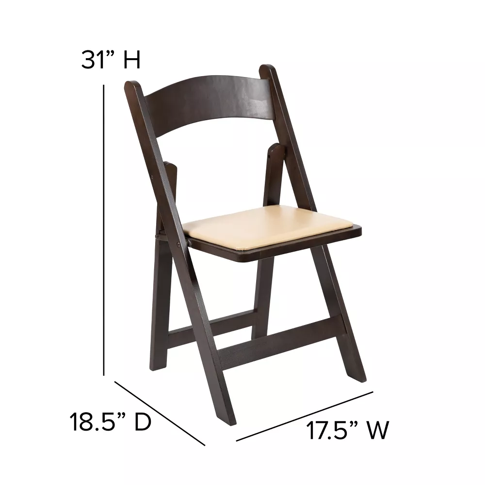 Chocolate Wood Folding Chair with Detachable Vinyl Padded Seat - Image 5