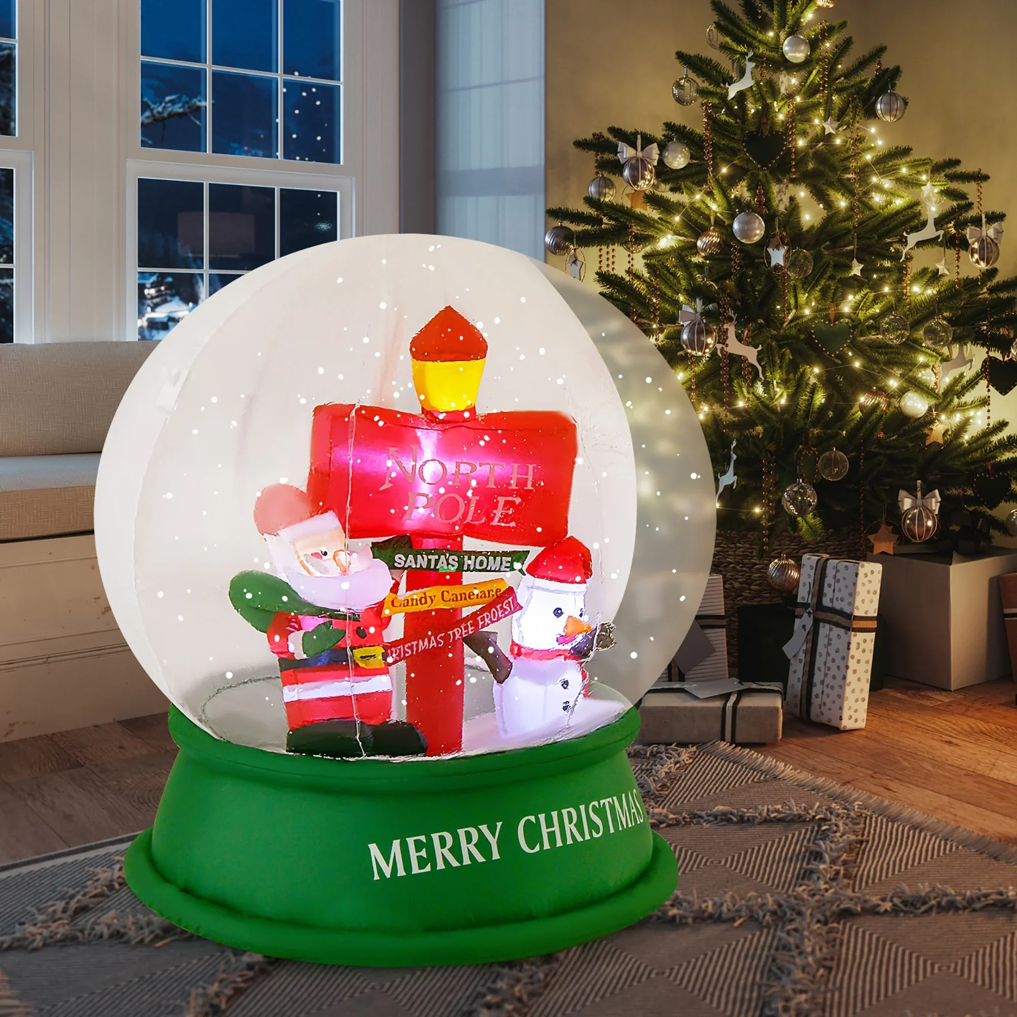 Christmas Inflatable Snow Globe Blow Up Yard Decoration w/ LEDs & Air Blower, final cut - Image 3
