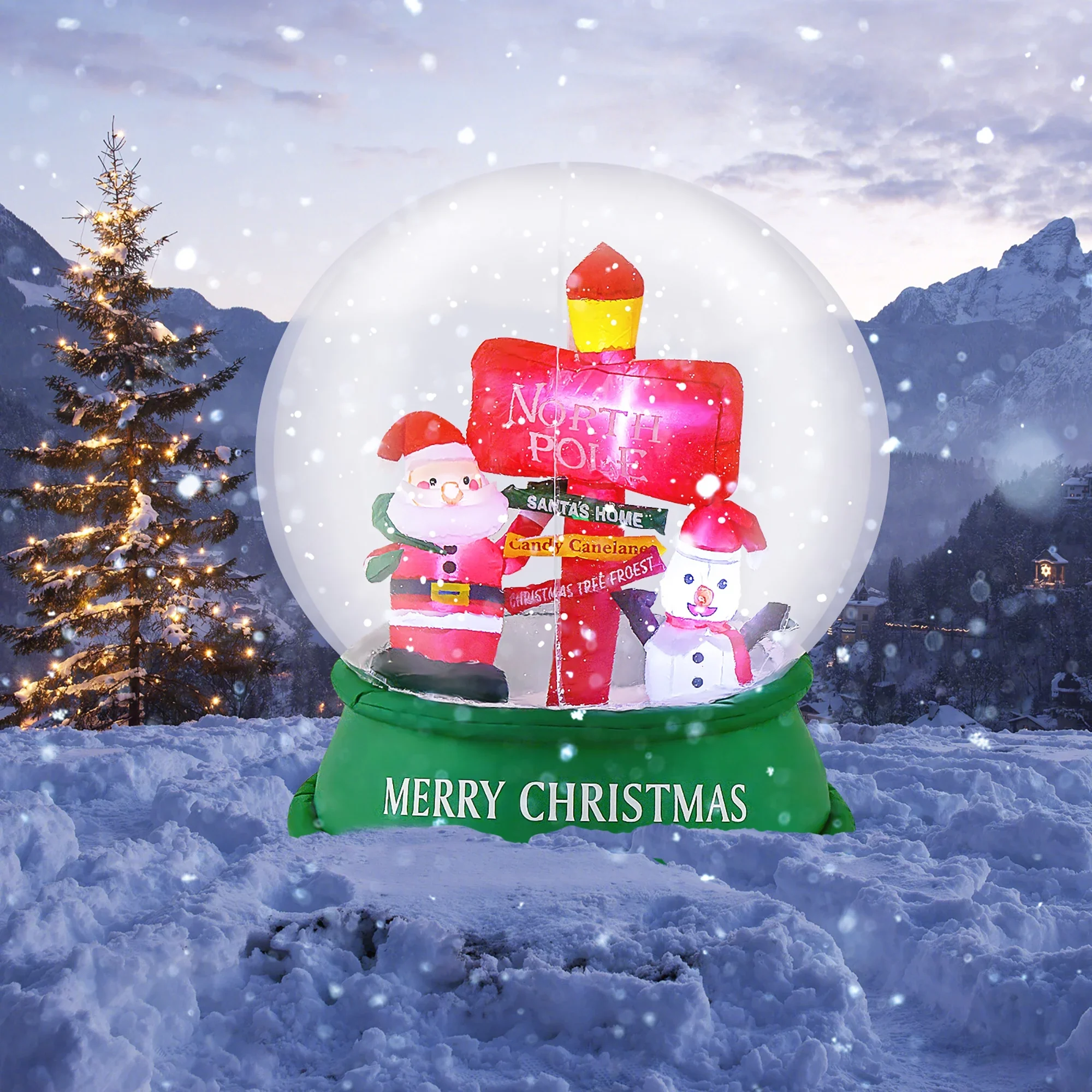 Christmas Inflatable Snow Globe Blow Up Yard Decoration w/ LEDs & Air Blower, final cut - Image 5