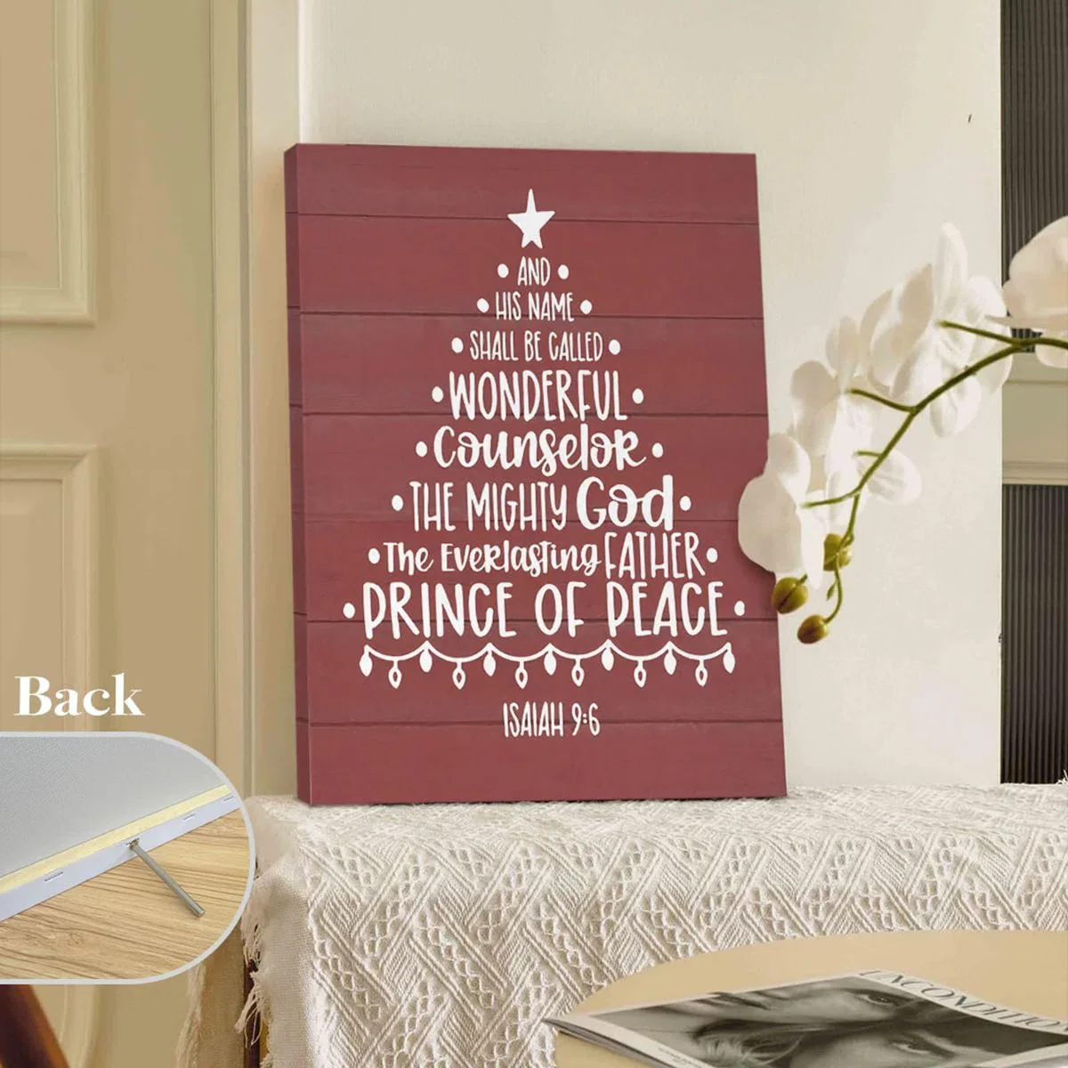 Christmas Tree Christian Wall Art Decor, Christian, Religious Bible Verse Red Xmas Tree - Image 3