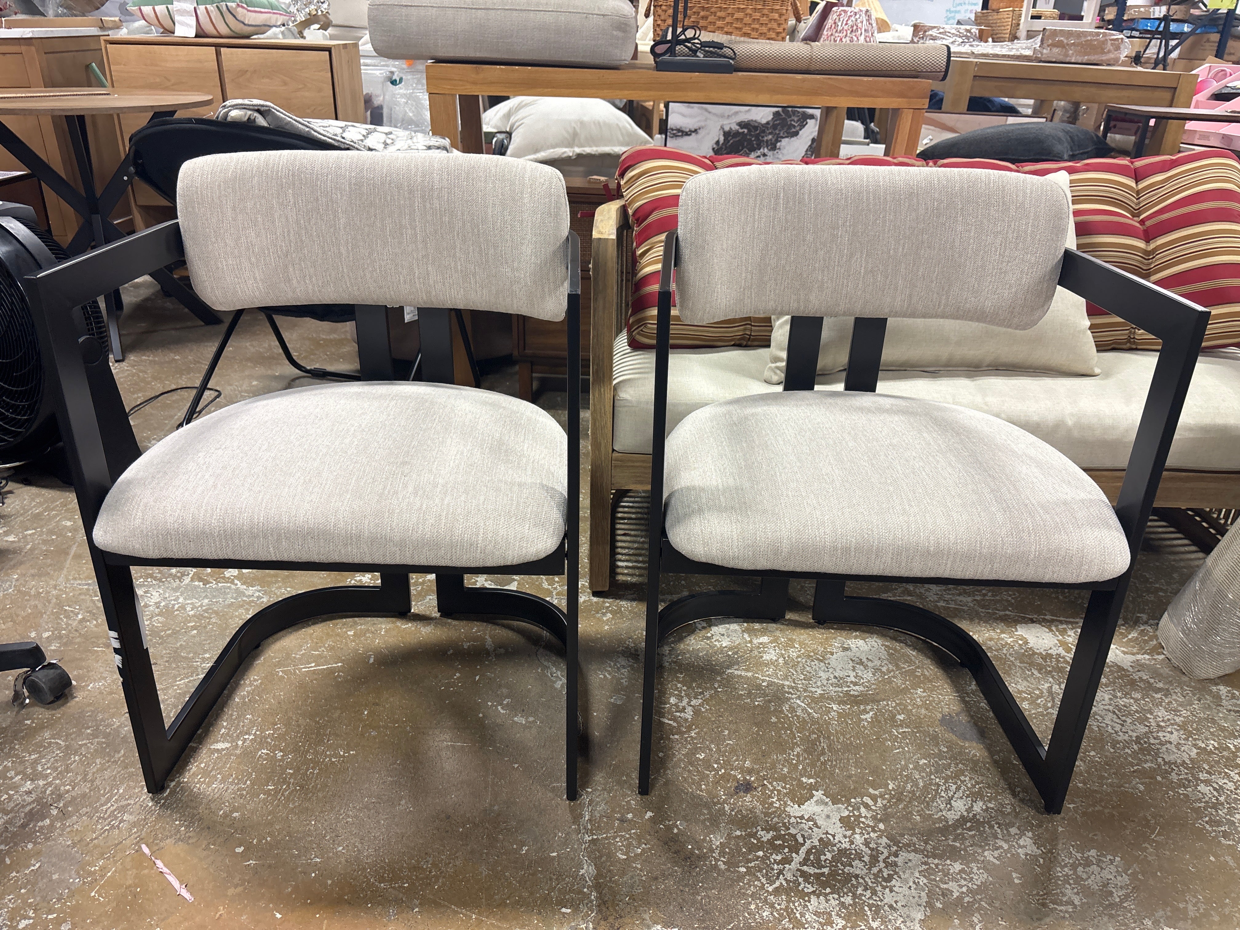 (Set of 2) Celica Modern Faux Wood Finish Upholstered Metal Dining Chairs SHOWROOM ITEM - Image 2
