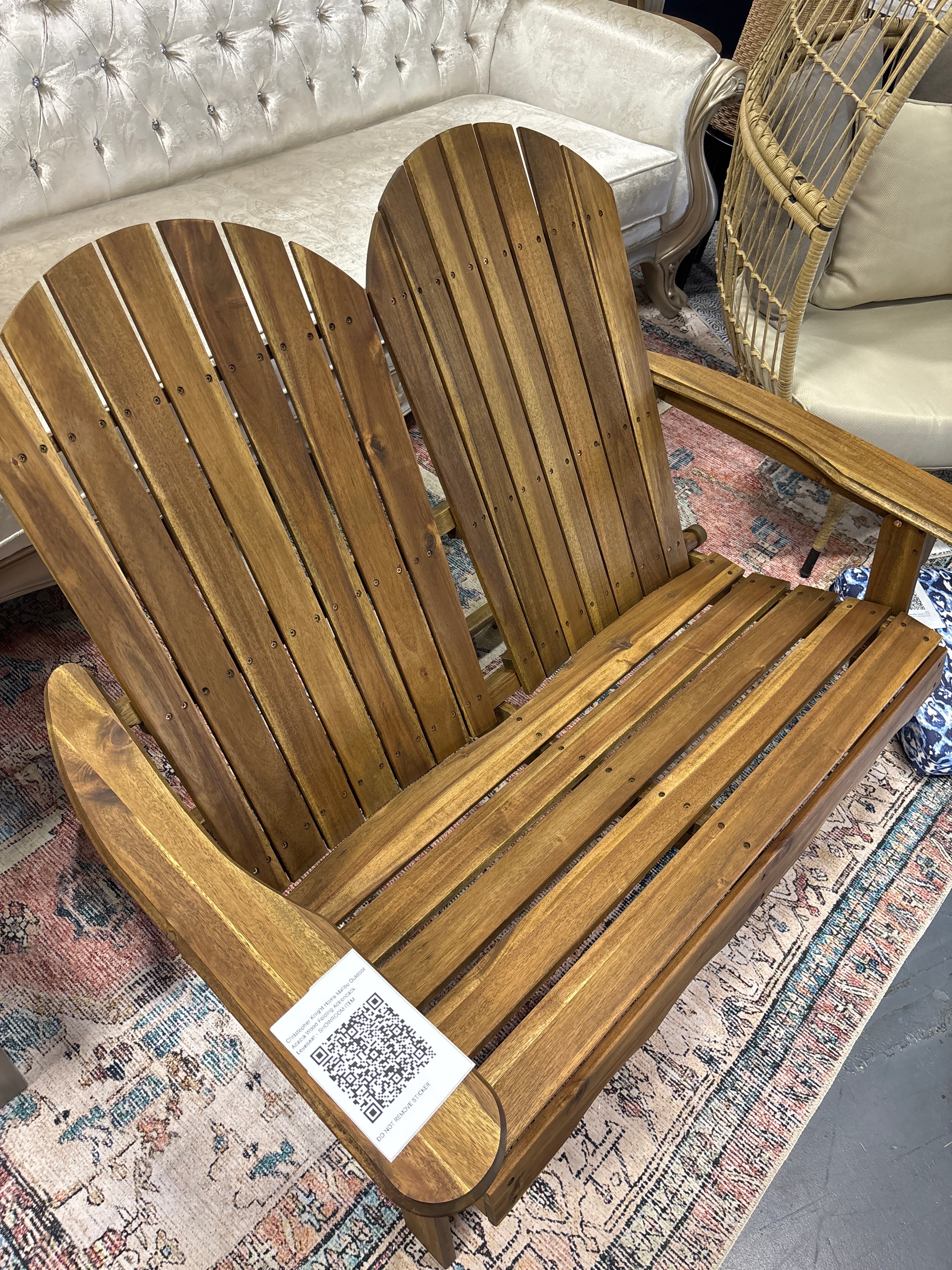 Christopher Knight Home Malibu Outdoor Acacia Wood Folding Adirondack Loveseat - SHOWROOM ITEM - Image 3