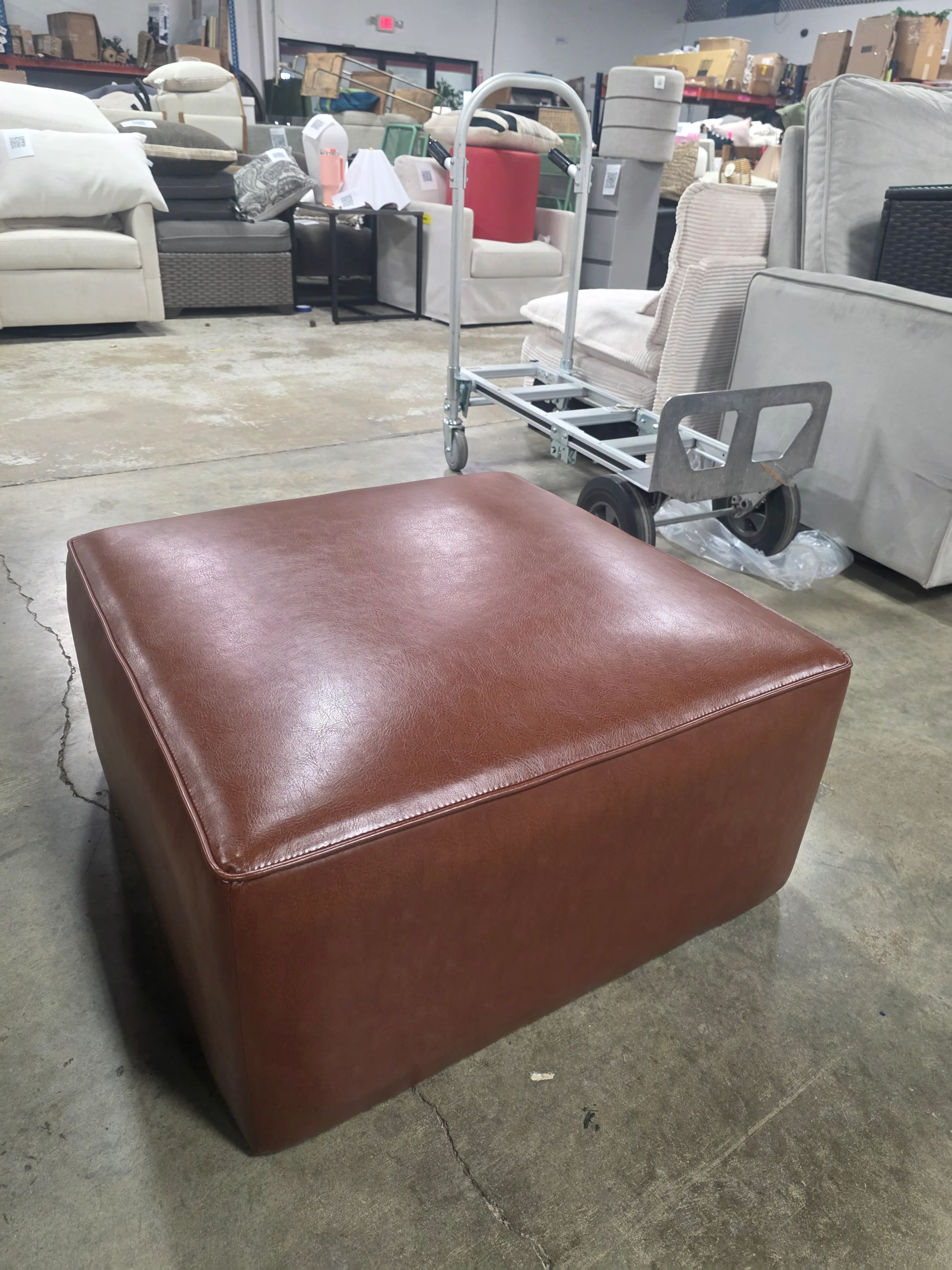 Christopher Knight Home Yzabella Modern Indoor Faux Leather Ottoman - SHOWROOM ITEM - Image 2