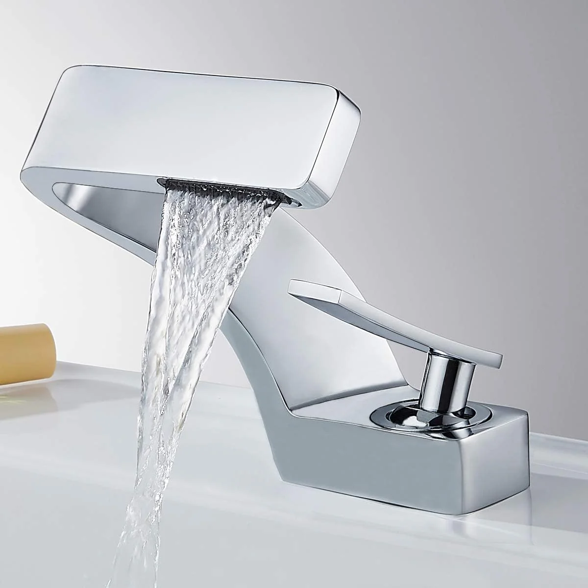 Chrome Bathroom Sink Faucet, Single Hole Faucet for Bathroom Sink, Solid Brass Single Handle Lavatory Vanity Sink Faucet with Two US Standard 3/8" Hoses - Image 5