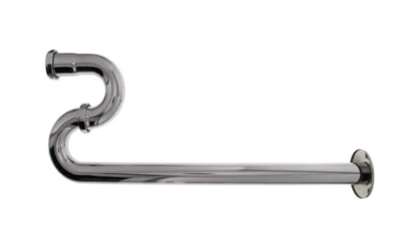 Chrome Plated Brass S-Trap, 20 GA w/ Flange