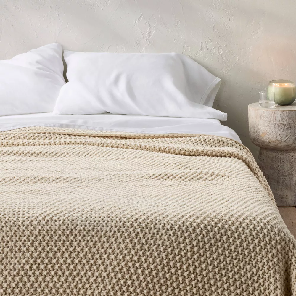 Chunky Knit Bed Blanket Full/Queen