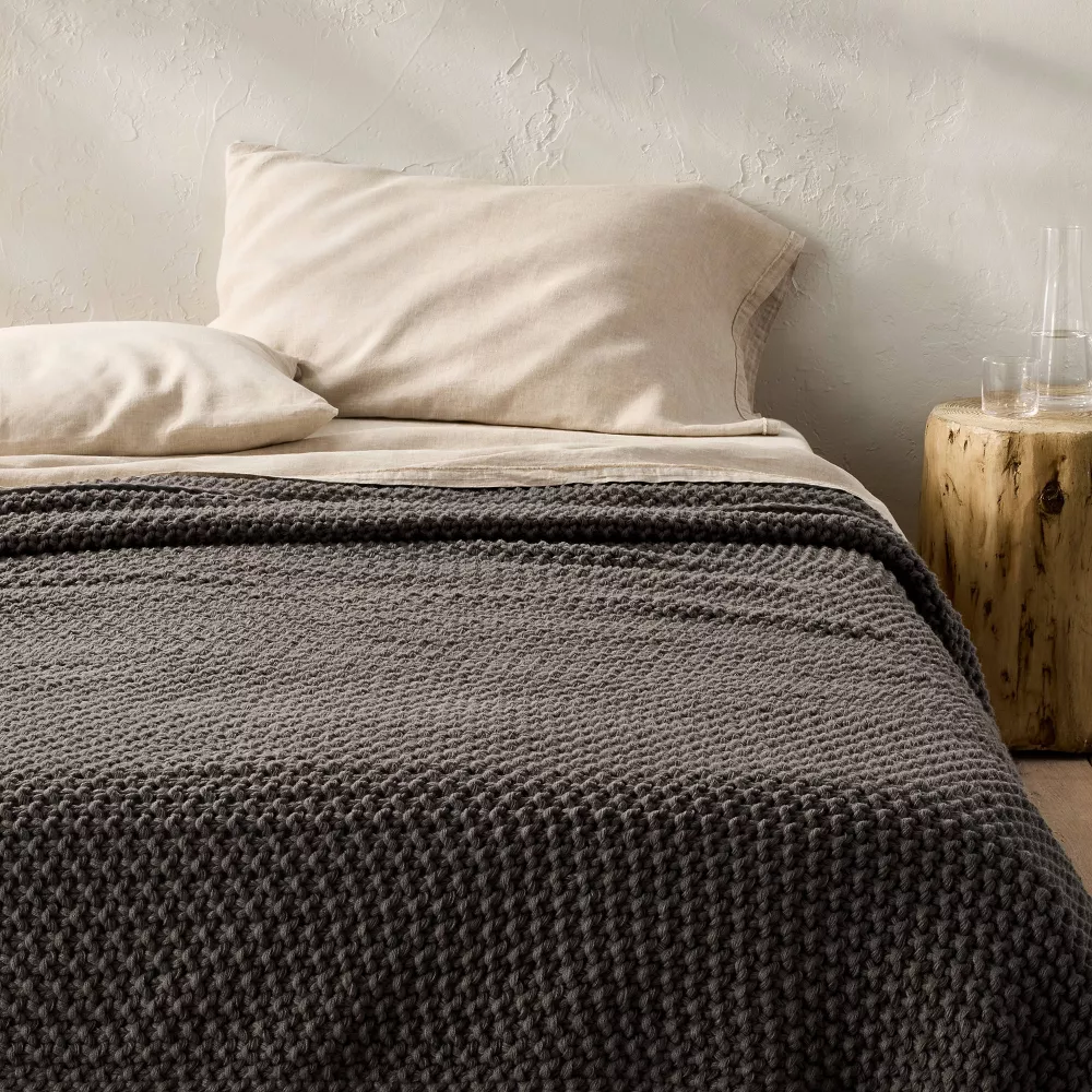 Chunky Knit Bed Blanket - Full/Queen - Image 5