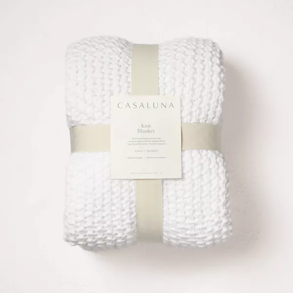 Chunky Knit Bed Blanket - Full/Queen