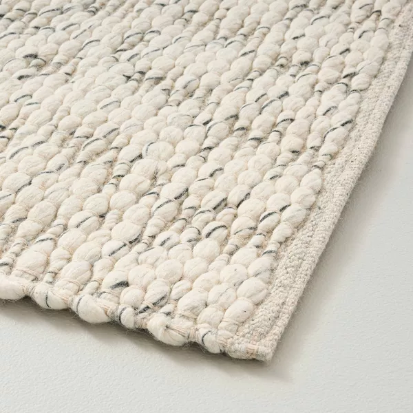 Chunky Rectangular Handmade Woven Area Rug Cream 2'4"x7' Runner - Image 3