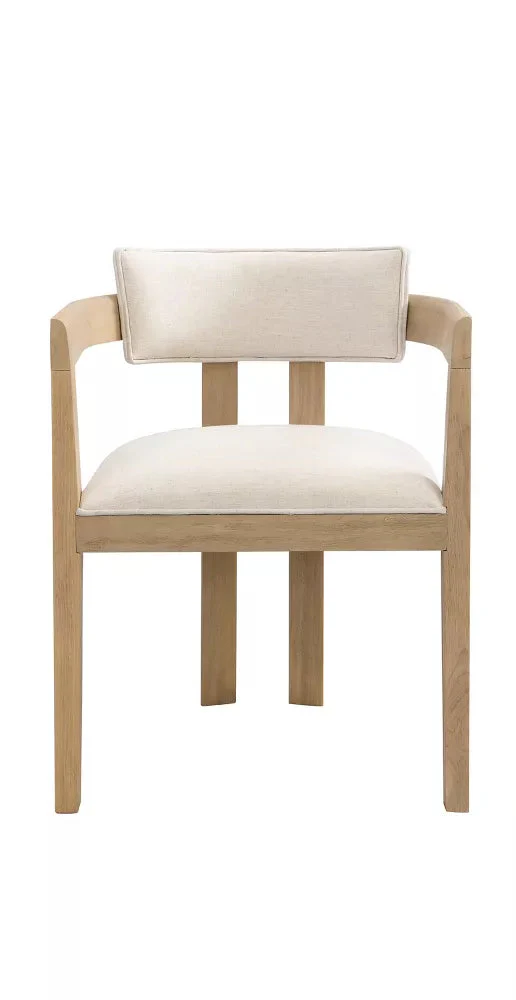 Clarissa Rustic Upholstered Rubberwood Dining Chairs 1-Piece, Light Ash
