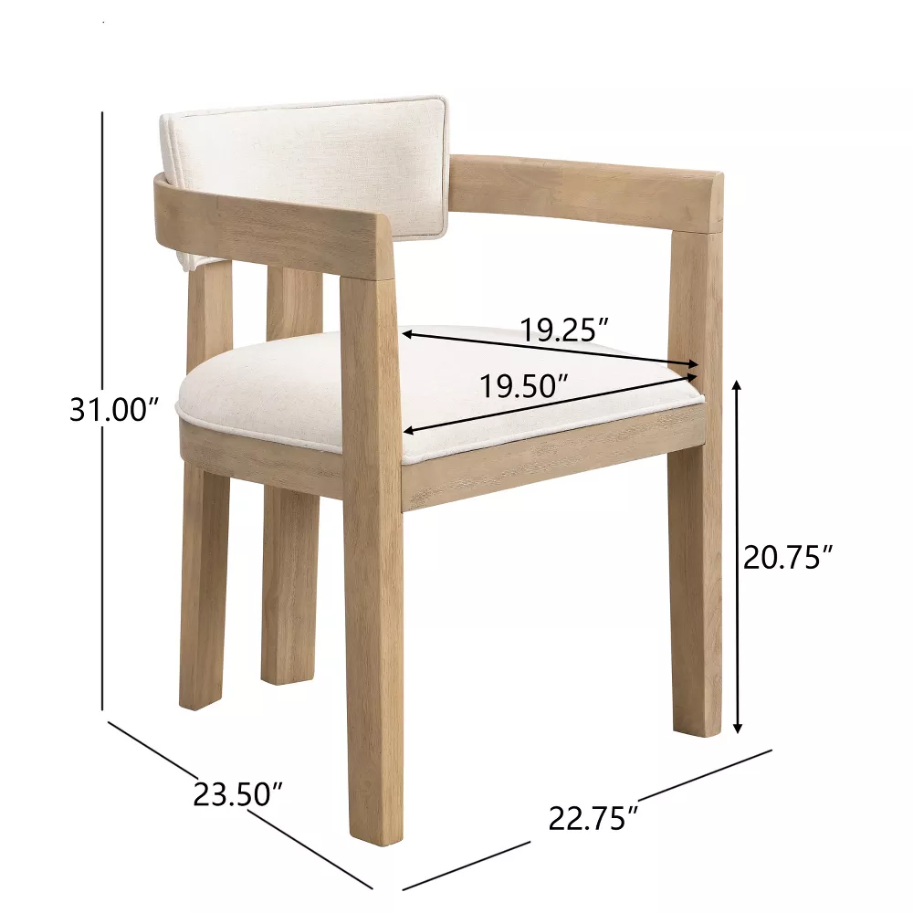 Clarissa Rustic Upholstered Rubberwood Dining Chairs 1-Piece, Light Ash - Image 5