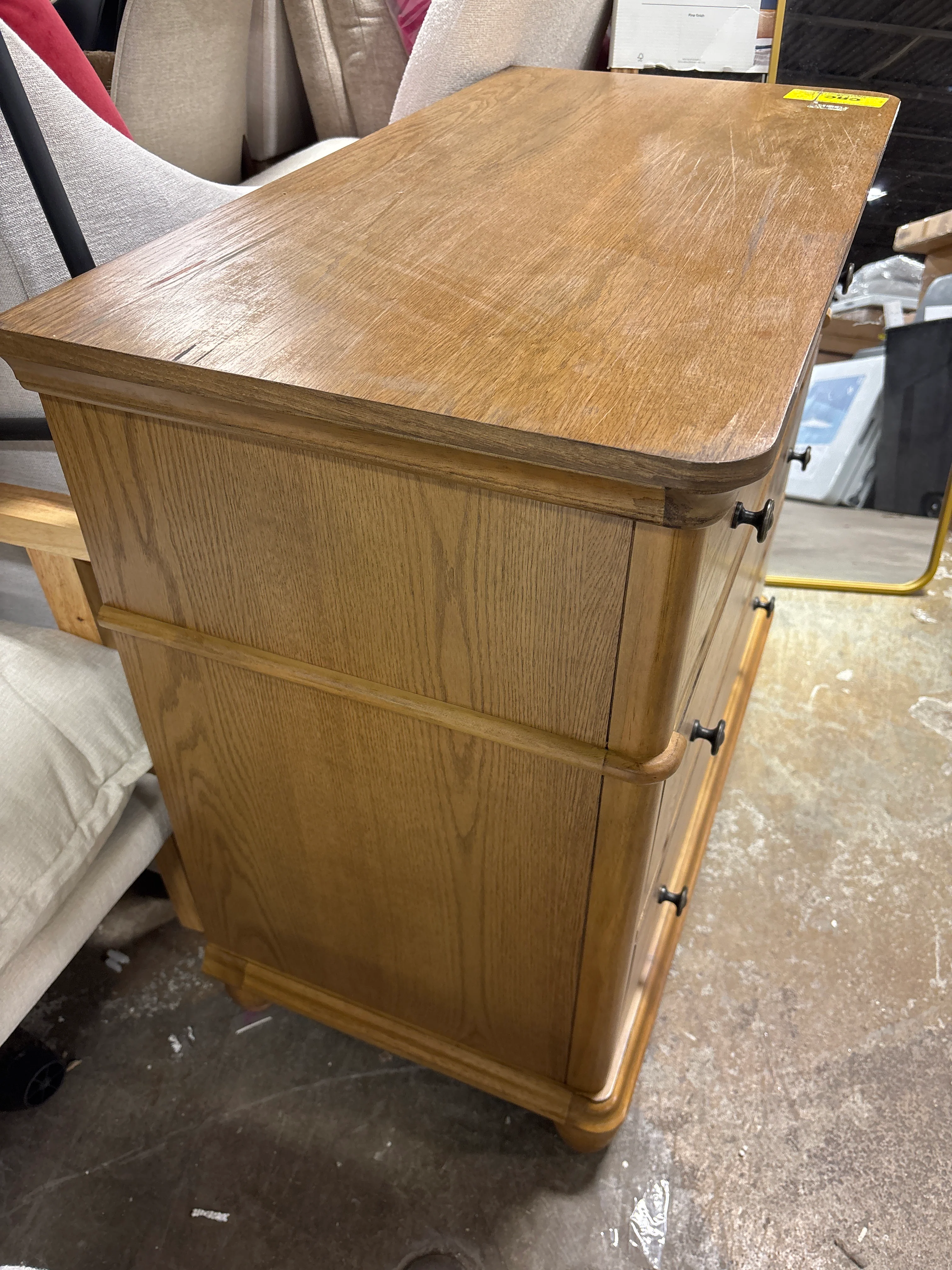 Classic 3-Drawer Wooden Vertical Dresser Aged Oak SHOWROOM ITEM - Image 3