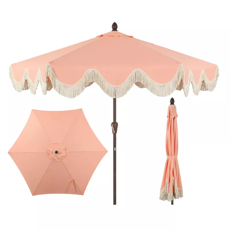 Jonathan Collins Classic Cottage Tassel Market Patio Umbrella,