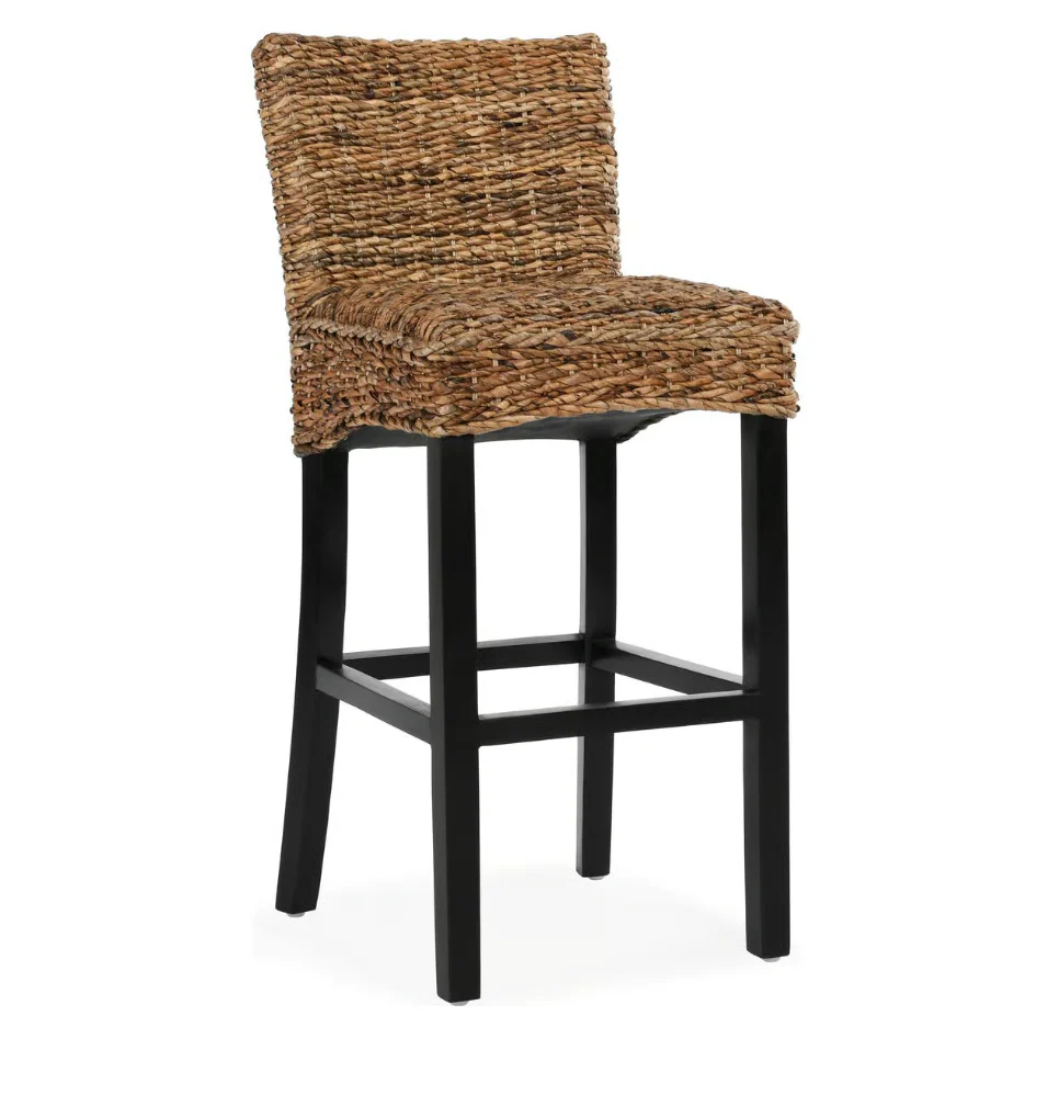 Classic Home Abaca Multi Brown Seat And Black Legs Hardwood Bar Stool SHOWROOM ITEM SHOWROOM ITEM