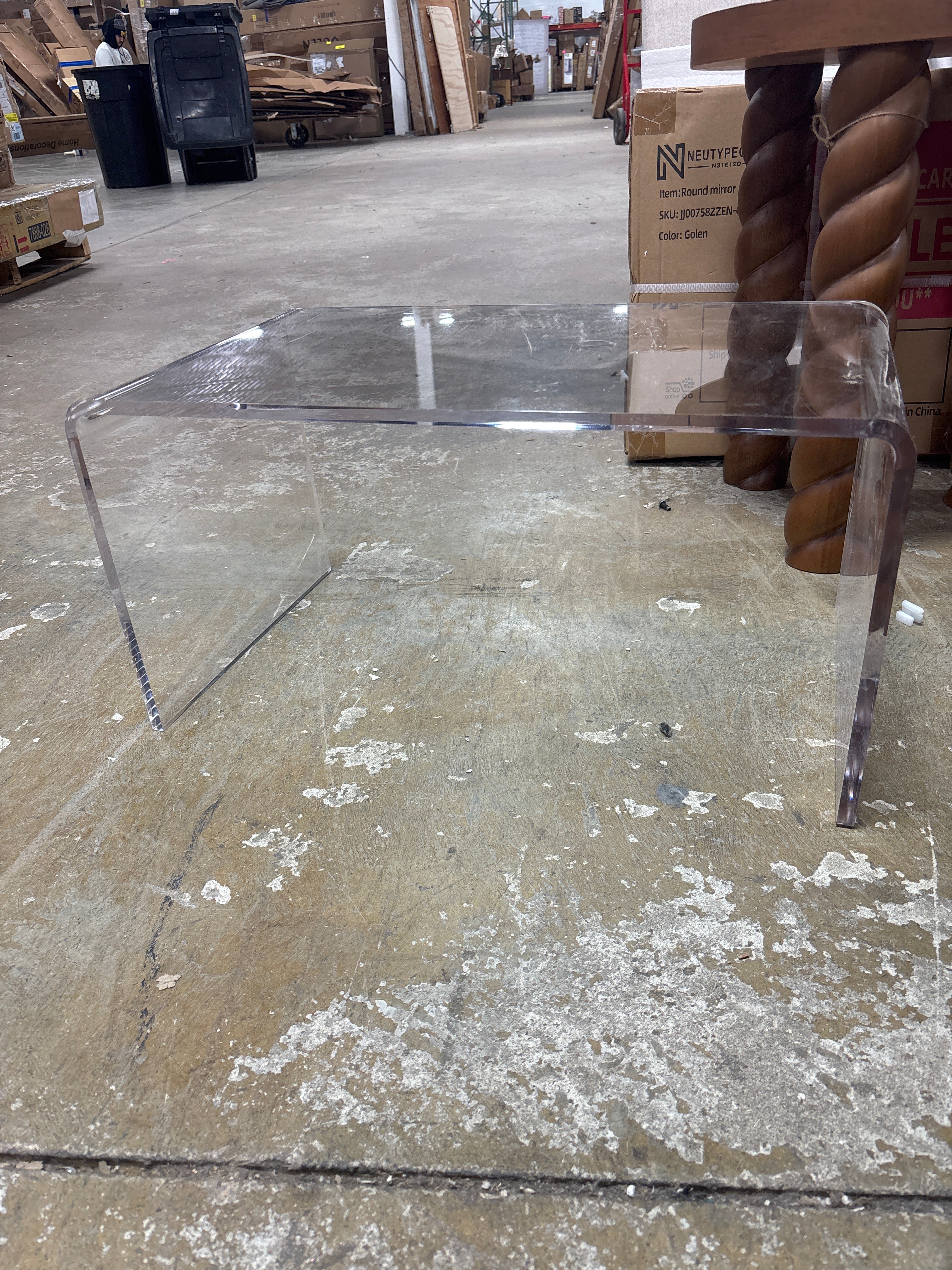Clear Acrylic C-Shape Table Minimalist Floating Design SHOWROOM ITEM - Image 4