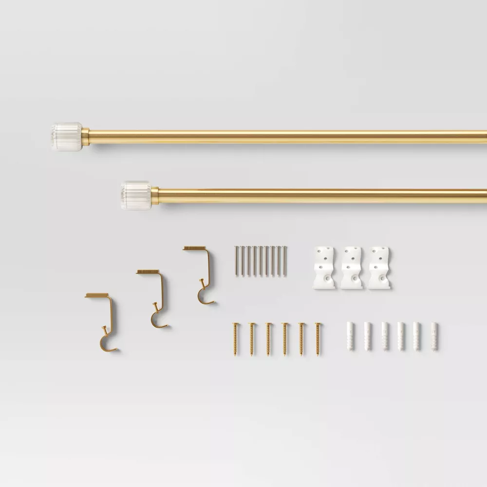 Clear Ribbed Curtain Rod Brass - Image 2