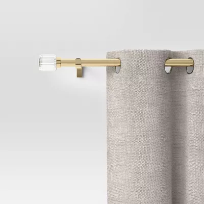 *Clear Ribbed Curtain Rod Brass - Image 2