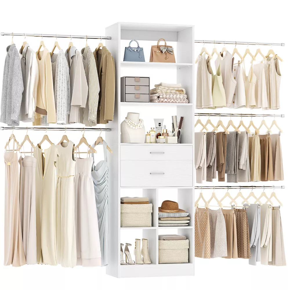 Closet Organizer with Wood Drawers and Cubbies - Image 3