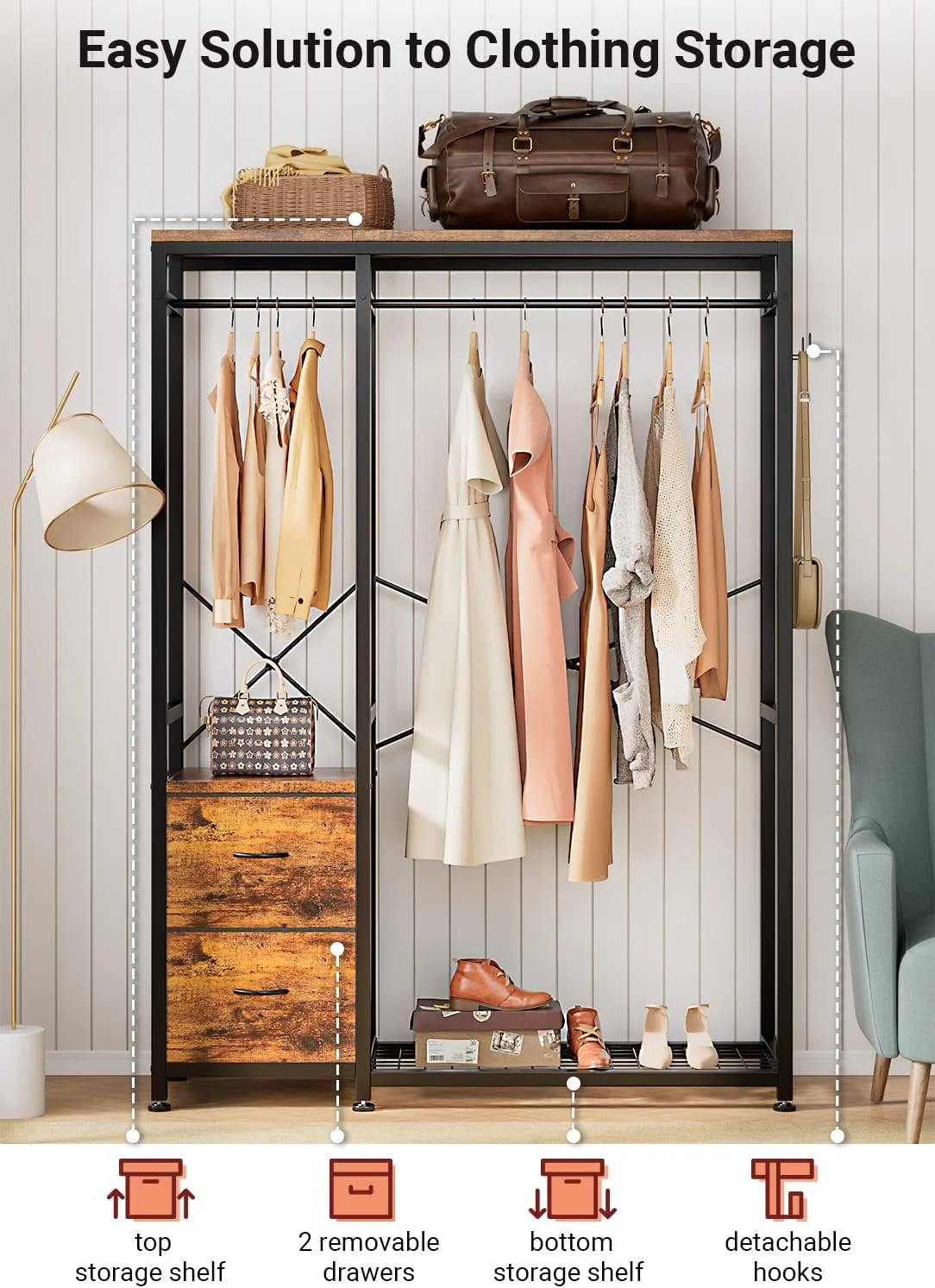 Clothes Rack, Heavy Duty Garment Rack for Hanging Clothes - Image 2