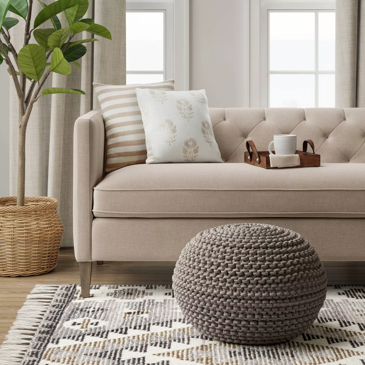 Cloverly Chunky Knit Pouf - Threshold™ - SHOWROOM ITEM