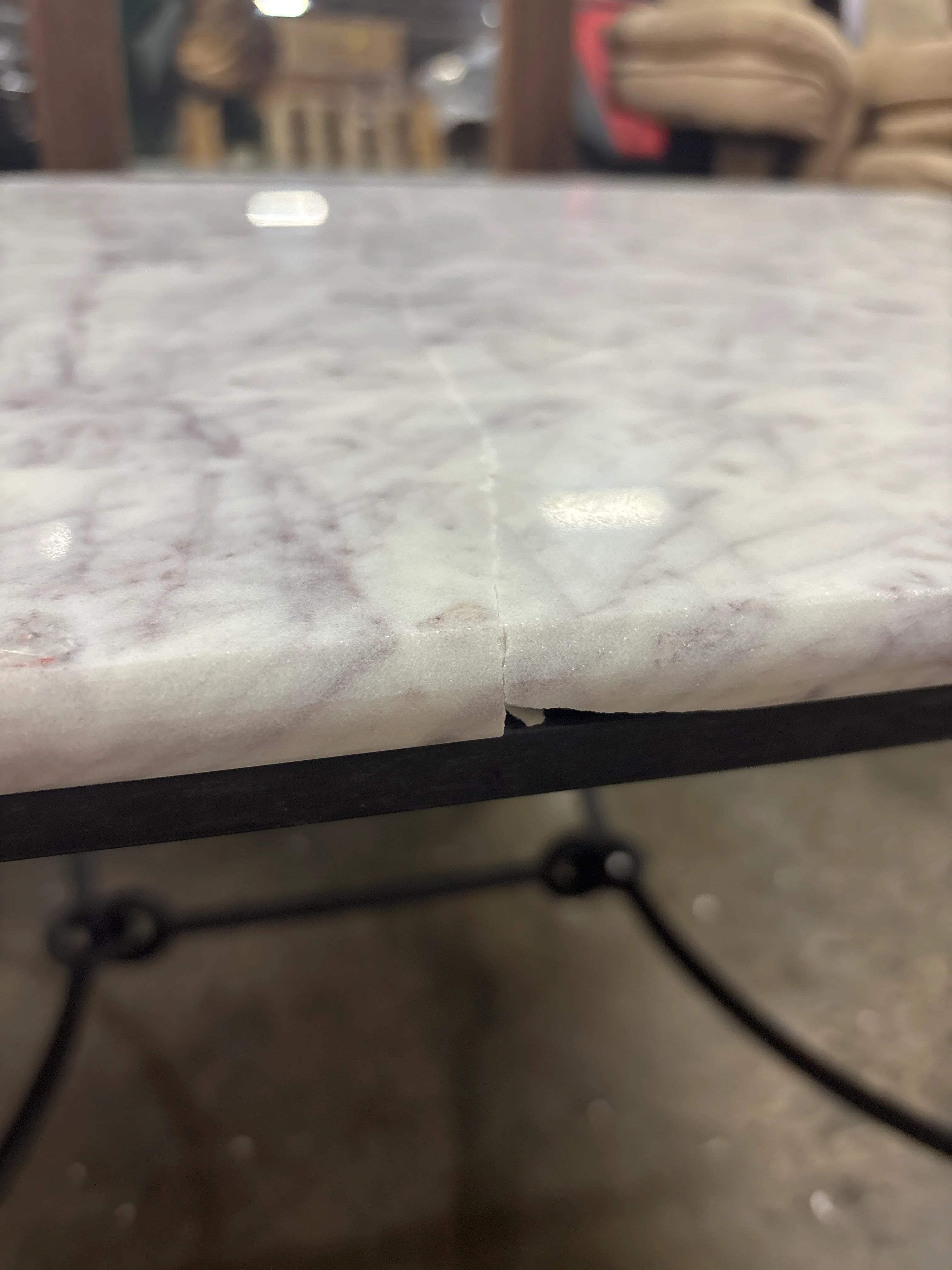Coffee Table White Carrara Marble/Dark Bronze SHOWROOM ITEM - Image 4
