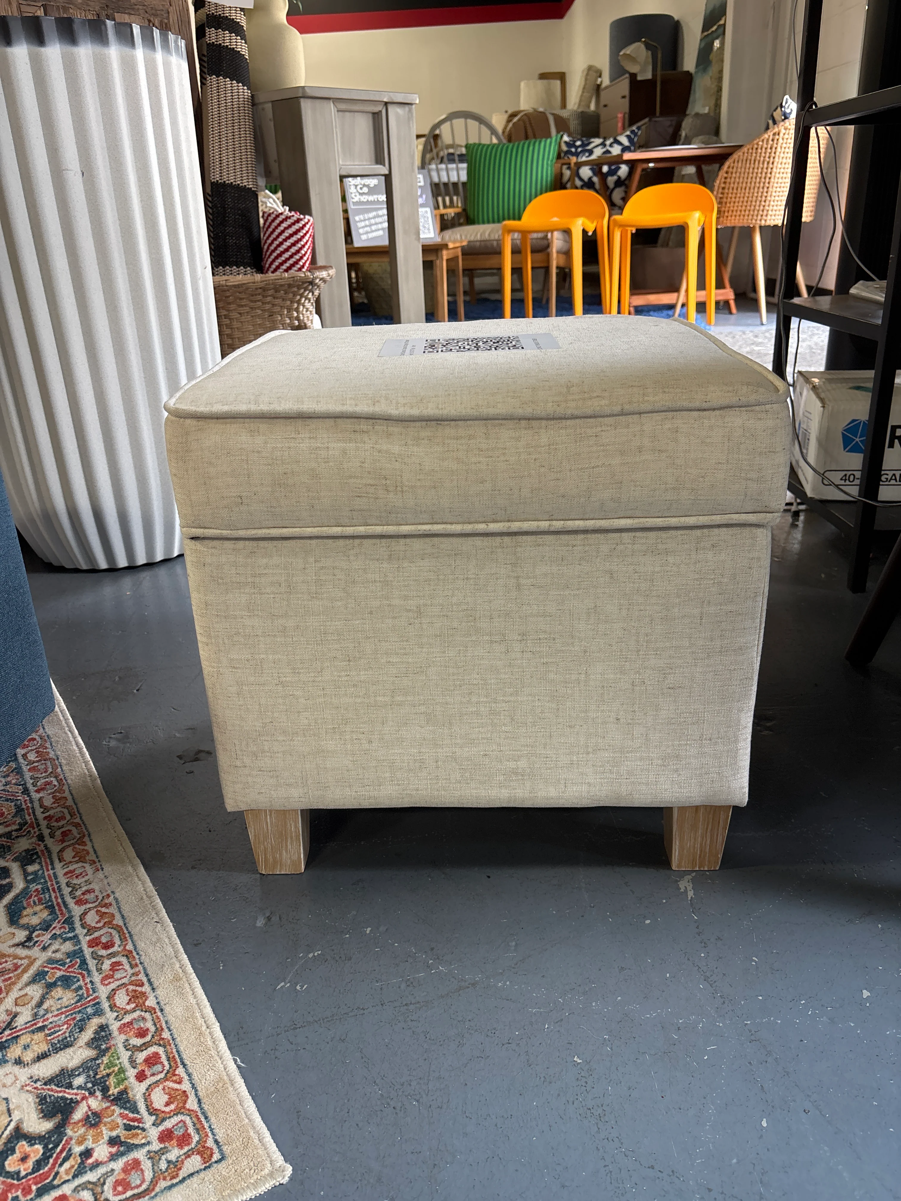 Cole Classics Square Storage Ottoman with Lift Off Top - Linen SHOWROOM ITEM - Image 3