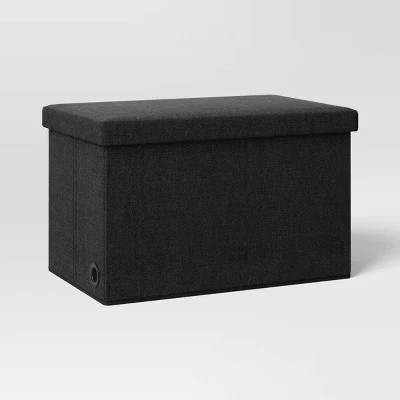 Collapsible Double Dorm Storage Ottoman Black - Image 2