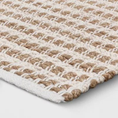 Color Block Braided Outdoor Area Rug Ivory - 5'x7' - Image 2