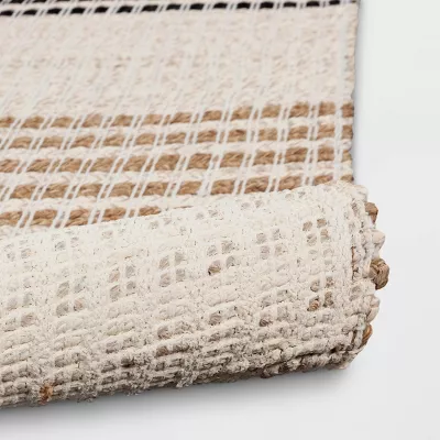 Color Block Braided Outdoor Area Rug Ivory - 5'x7' - Image 4