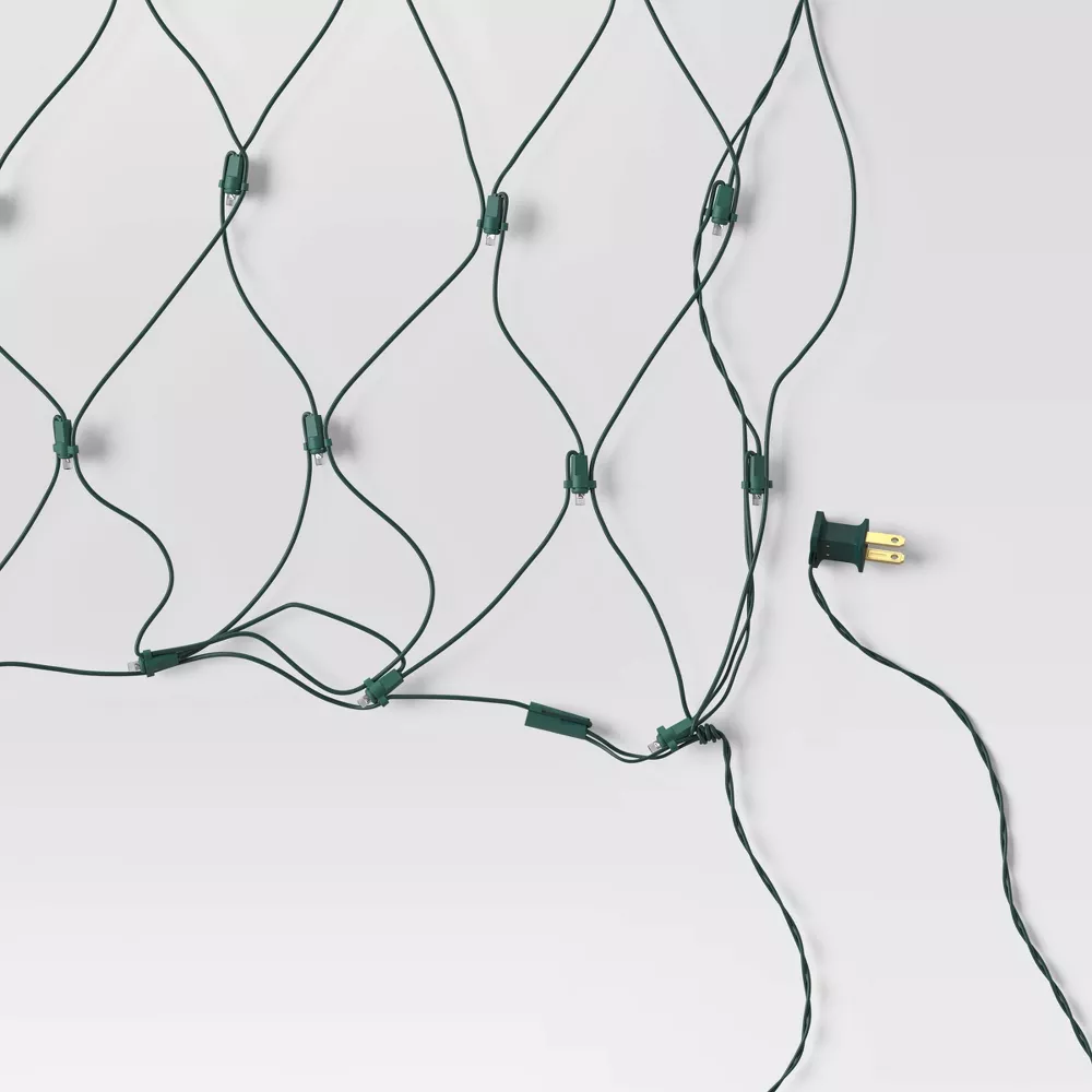 Concave LED Christmas Net String Lights with Green Wire - Image 3