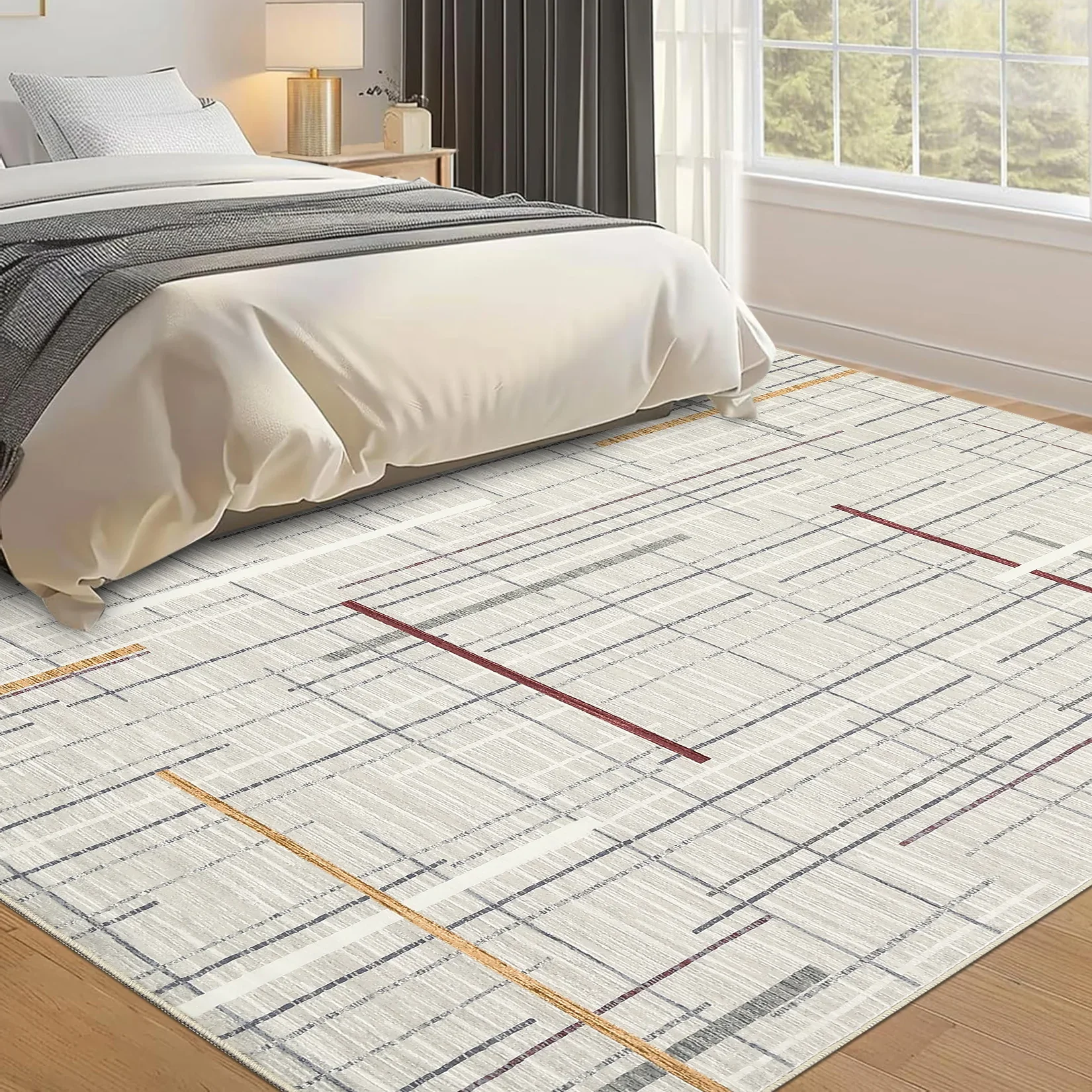 Contemporary Rug 8x10 Washable Area Rug Modern Abstract - Image 4