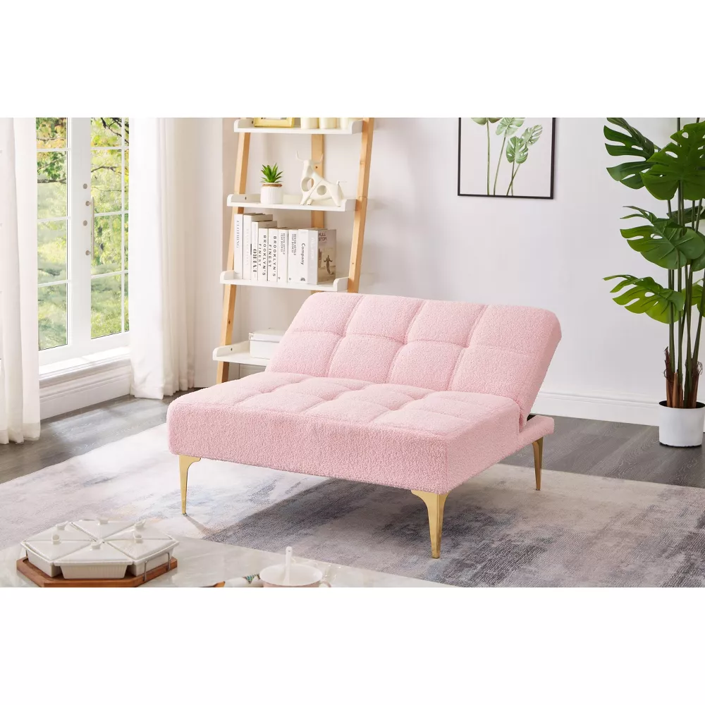 Convertible Single Sofa Bed Futon, 1-Piece, Pink - Image 4