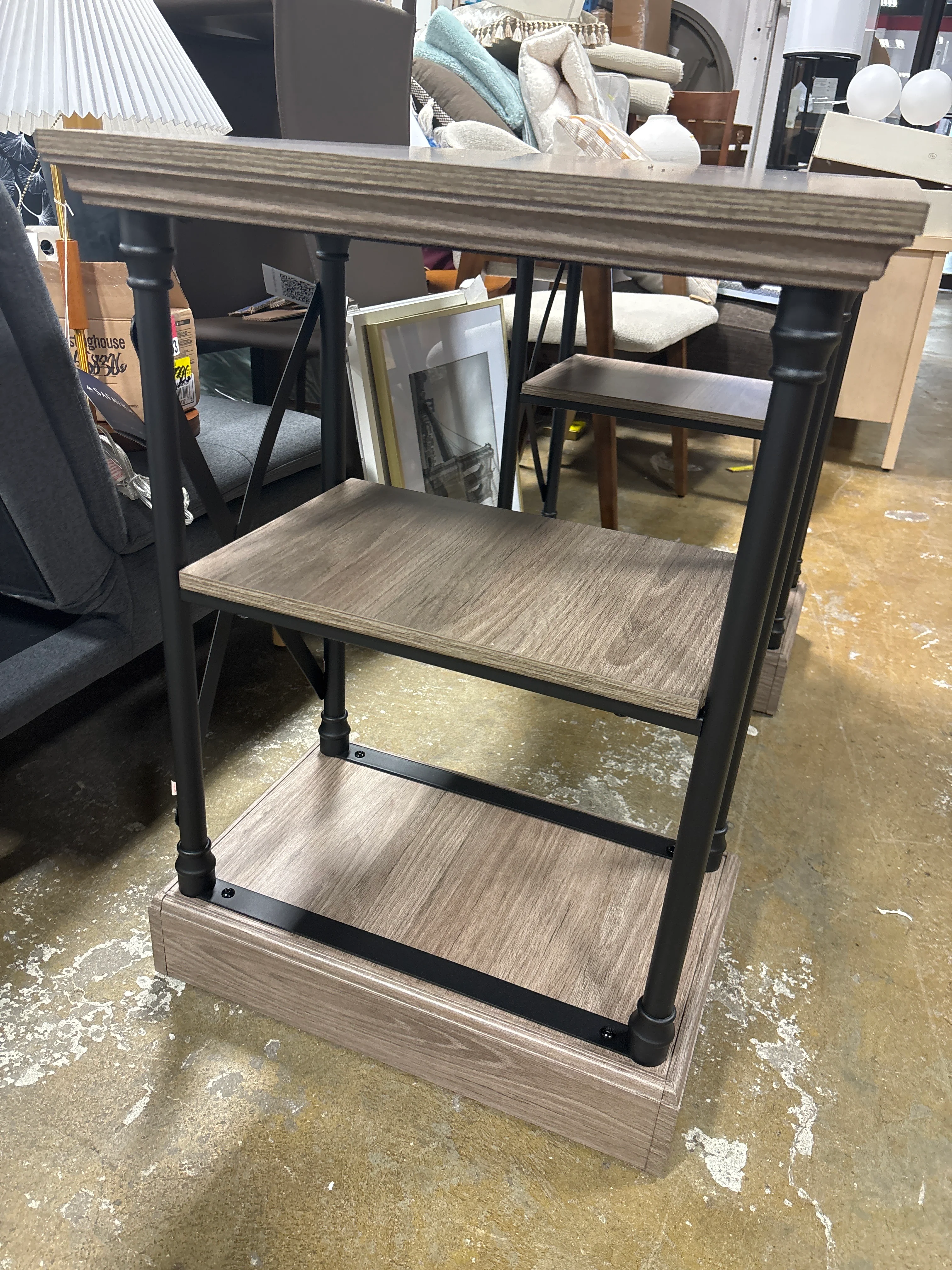 Conway Wood Writing Desk with Storage - Gray SHOWROOM ITEM - Image 4